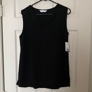 Nine West Black Lined Sleeveless Blouse